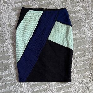 Maeve Colorblock Pencil Skirt - Black, Blue, and Mint